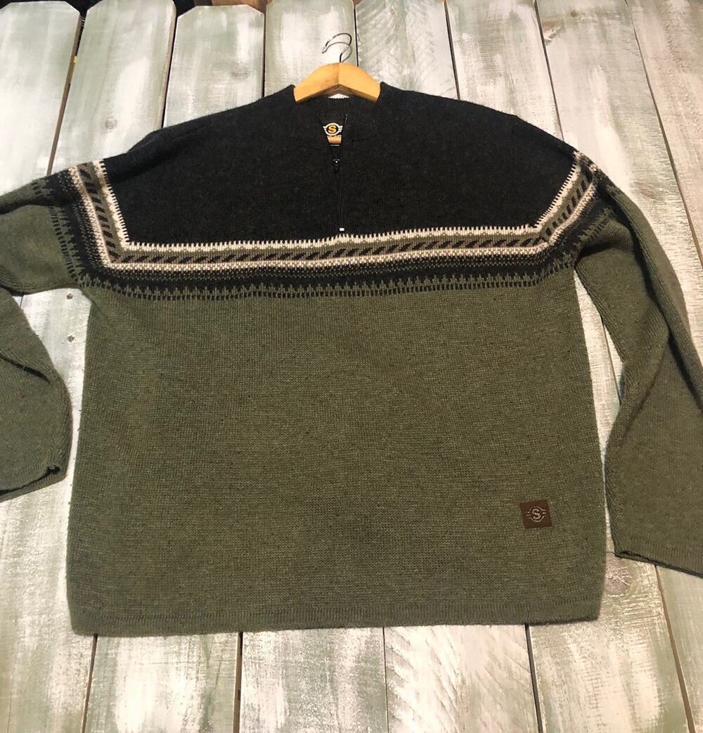 SIMS Snowboarding Sweater Mens Large 1/4 Zip Vintage Wool Outdoors Skiing